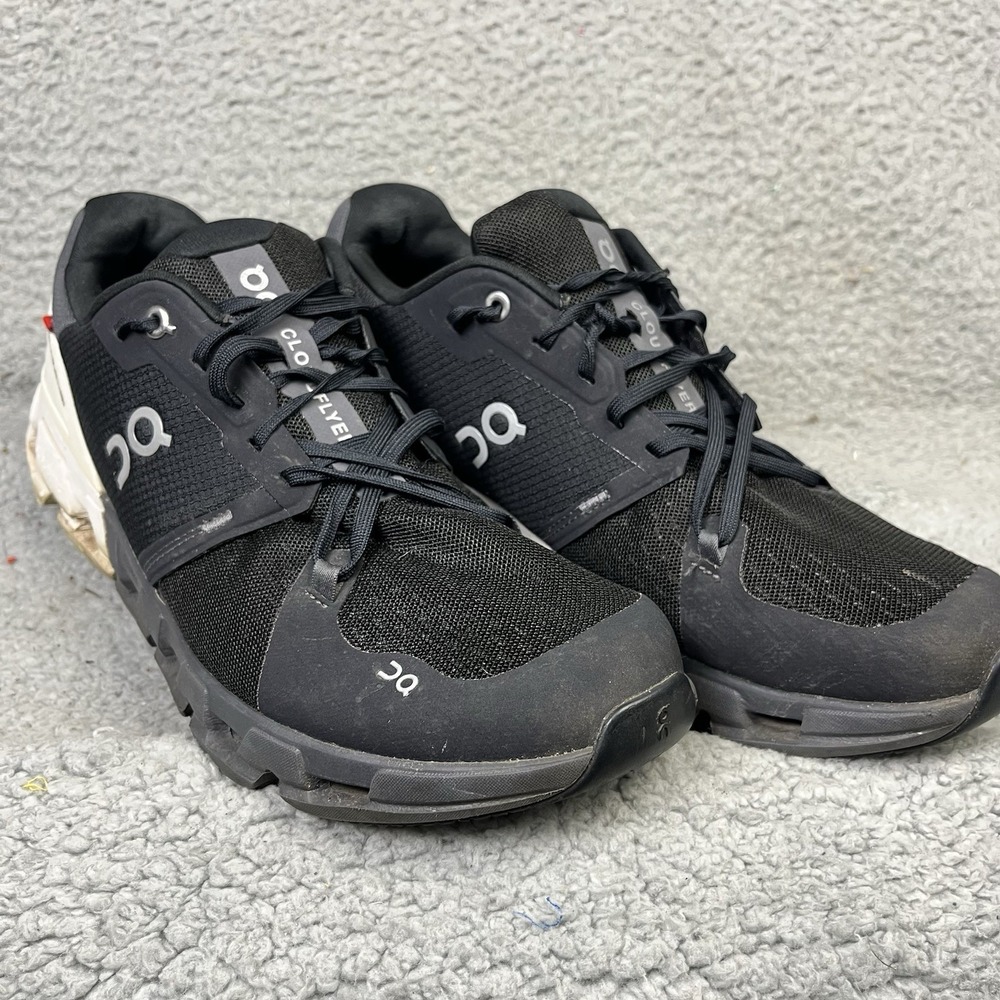 On Cloud Cloudflyer Athletic Shoes Mens 10.5 Black White Grey Running Walking